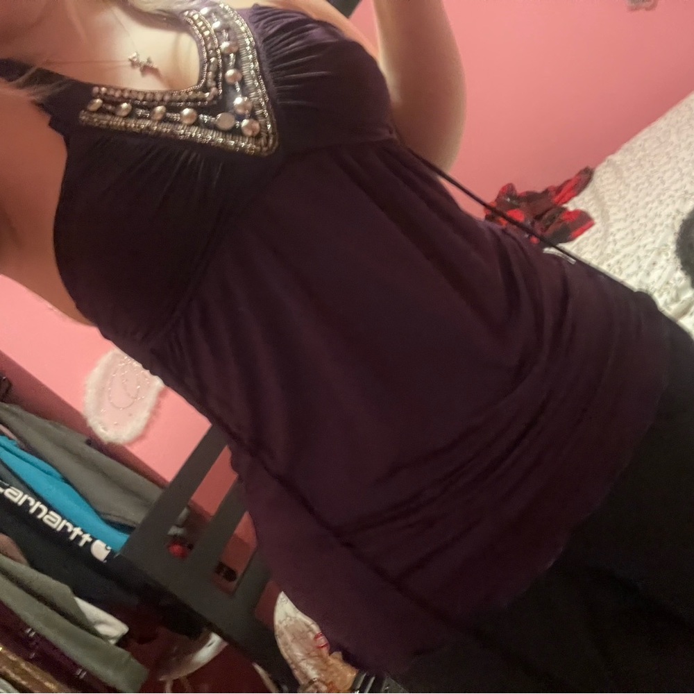 Y2k vintage beaded halter top with strings to cinch the waist could fit xs-m